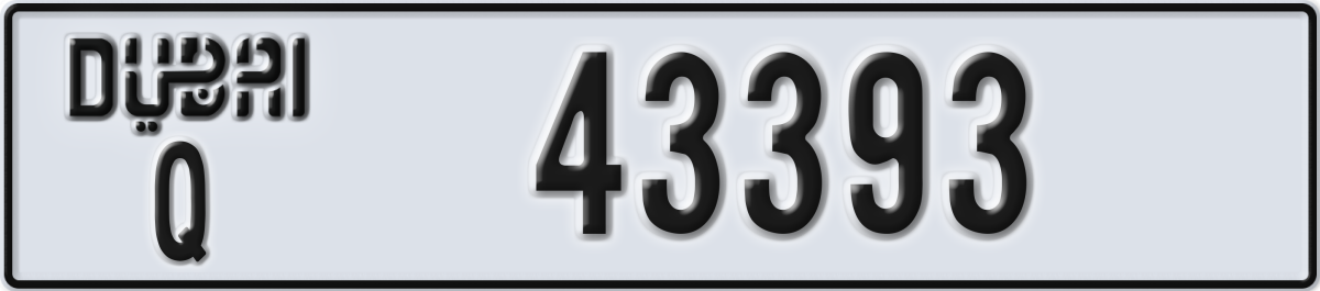 dubai License Plate Number 43393 Code Q