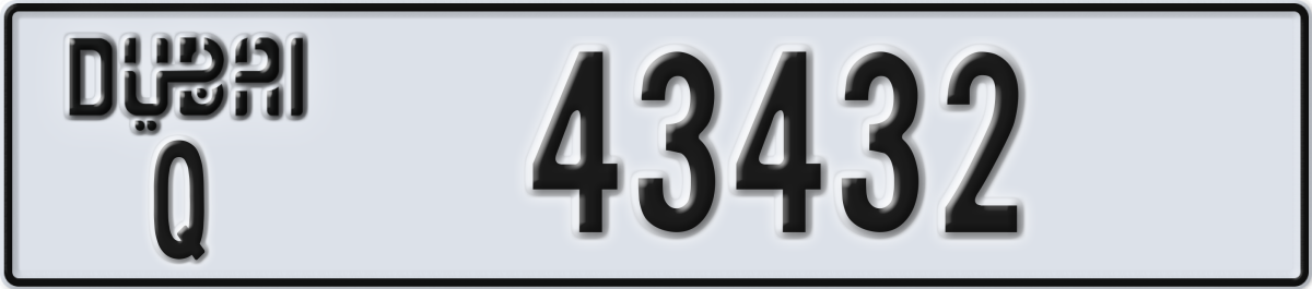 dubai License Plate Number 43432 Code Q