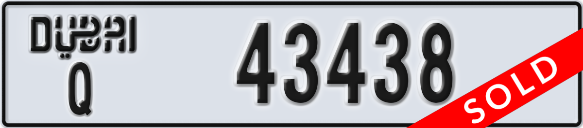 dubai License Plate Number 43438 Code Q