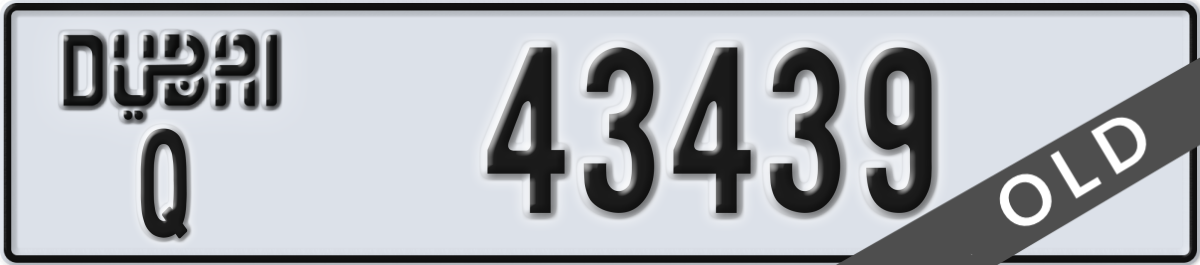 dubai License Plate Number 43439 Code Q