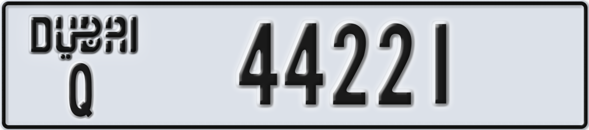 dubai License Plate Number 44221 Code Q