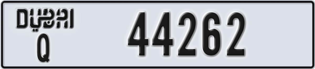 dubai License Plate Number 44262 Code Q