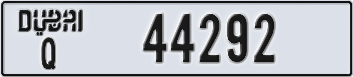 dubai License Plate Number 44292 Code Q