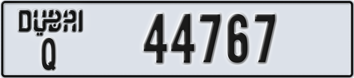 dubai License Plate Number 44767 Code Q