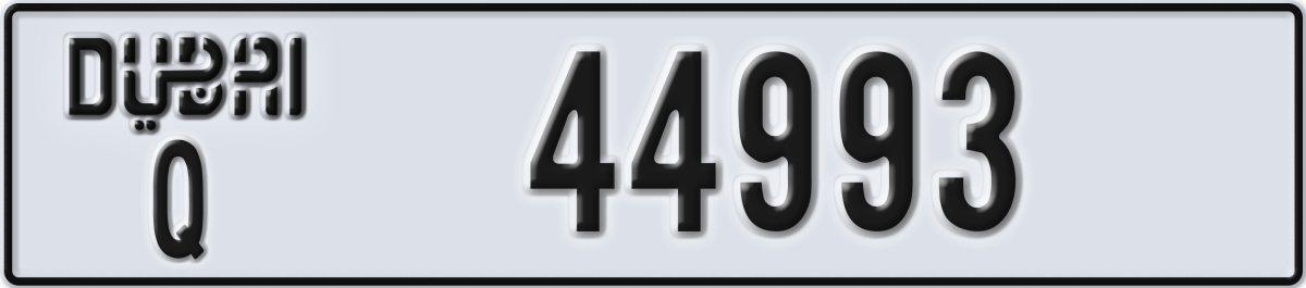 dubai License Plate Number 44993 Code Q