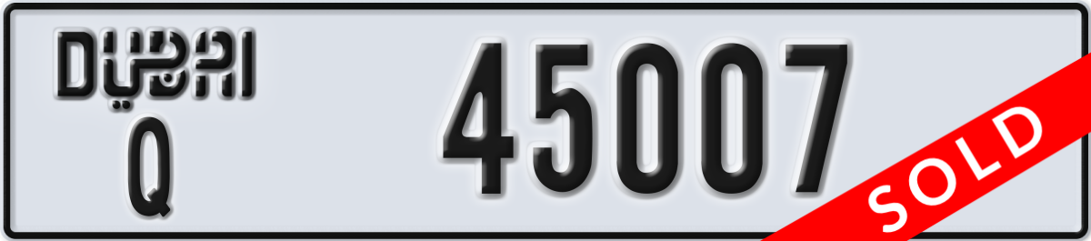 dubai License Plate Number 45007 Code Q