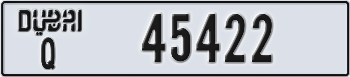 dubai License Plate Number 45422 Code Q