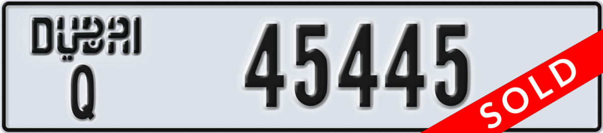 dubai License Plate Number 45445 Code Q