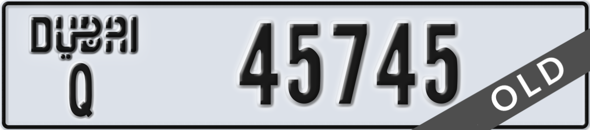 dubai License Plate Number 45745 Code Q