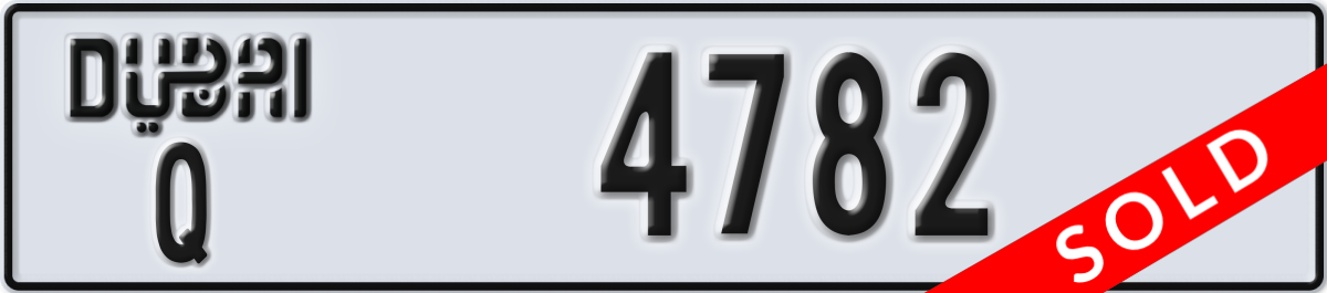 dubai License Plate Number 4782 Code Q