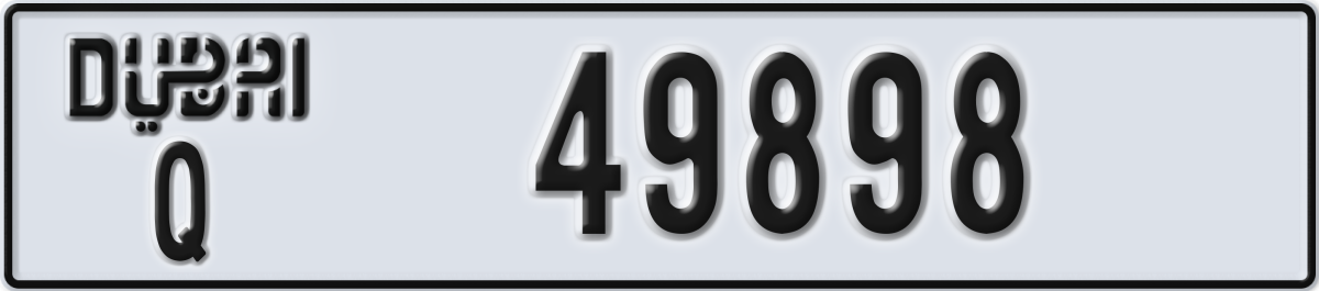 dubai License Plate Number 49898 Code Q