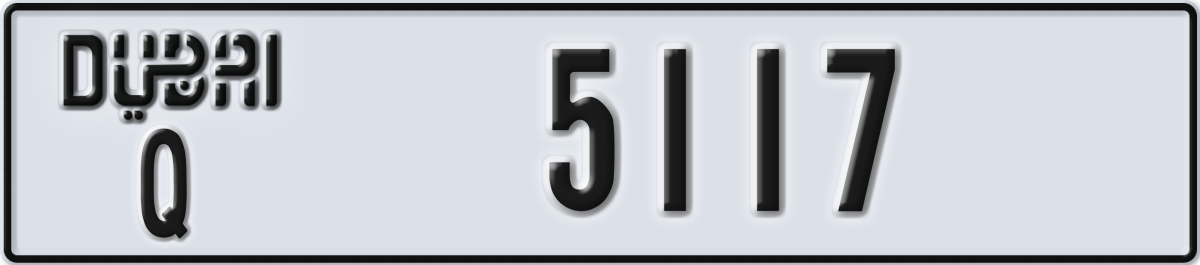 dubai License Plate Number 5117 Code Q