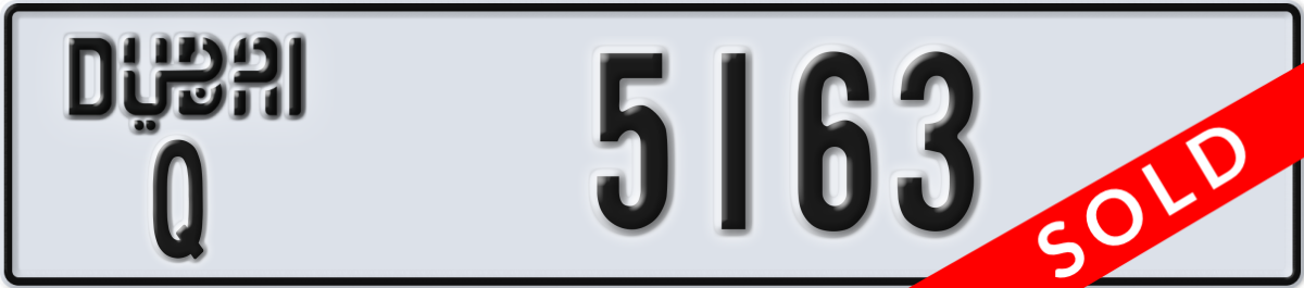 dubai License Plate Number 5163 Code Q