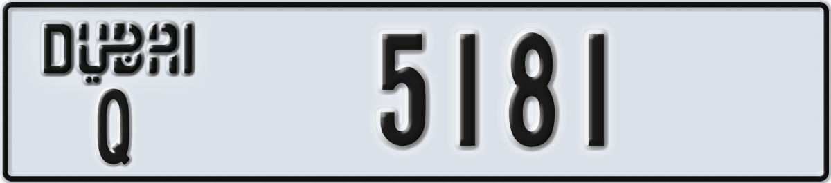 dubai License Plate Number 5181 Code Q