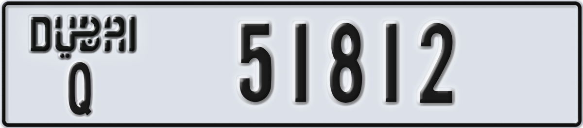 dubai License Plate Number 51812 Code Q