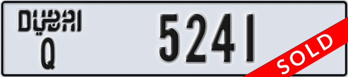 dubai License Plate Number 5241 Code Q
