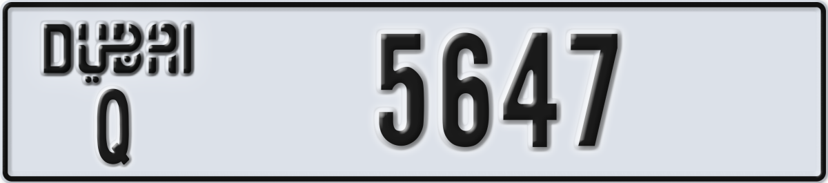 dubai License Plate Number 5647 Code Q