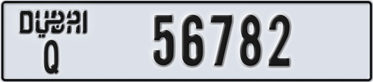 dubai License Plate Number 56782 Code Q