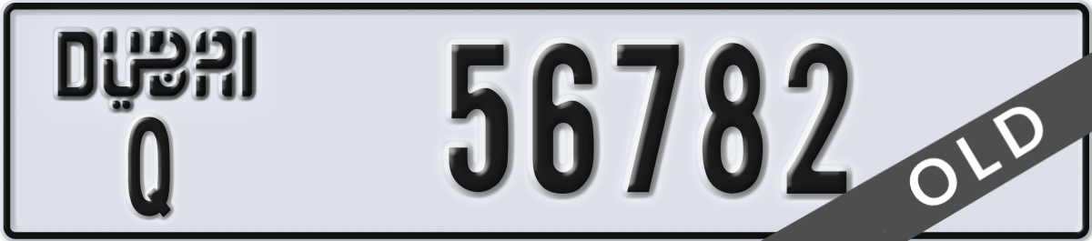 dubai License Plate Number 56782 Code Q