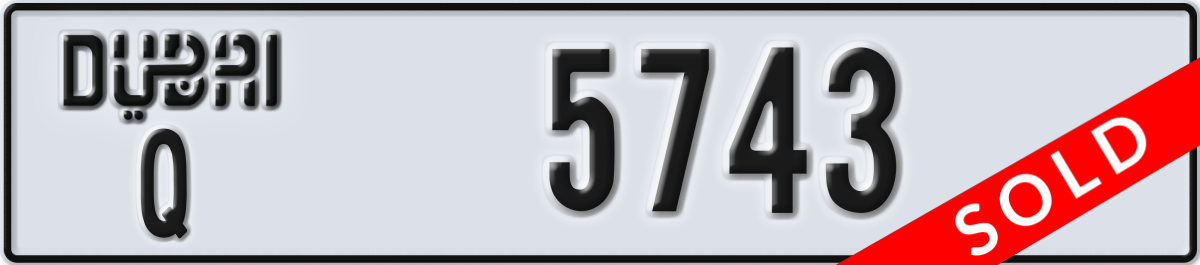 dubai License Plate Number 5743 Code Q