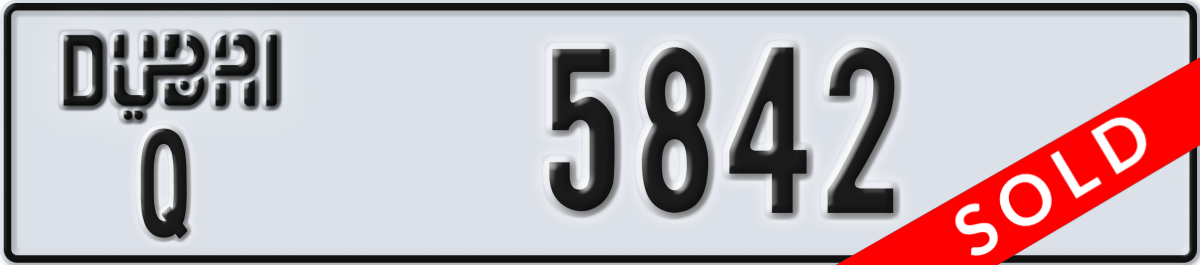 dubai License Plate Number 5842 Code Q