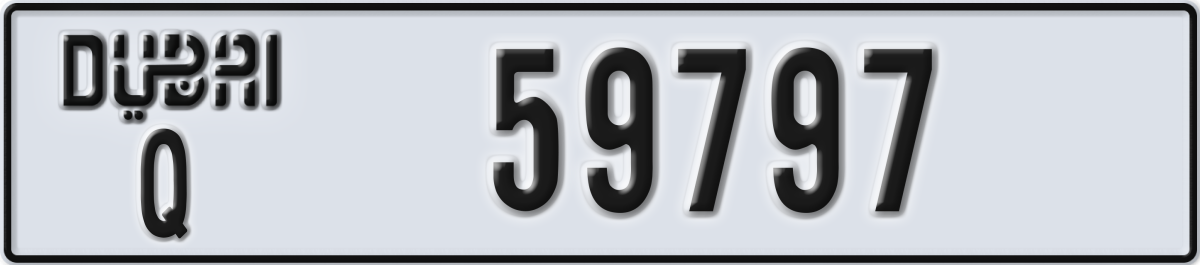 dubai License Plate Number 59797 Code Q