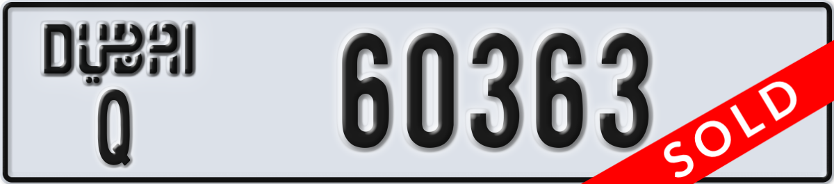 dubai License Plate Number 60363 Code Q