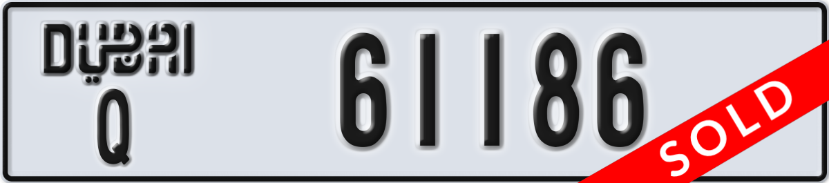 dubai License Plate Number 61186 Code Q