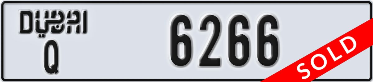 dubai License Plate Number 6266 Code Q