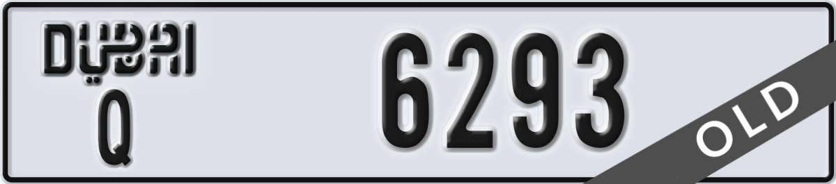 dubai License Plate Number 6293 Code Q