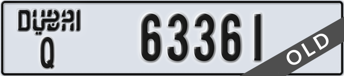 dubai License Plate Number 63361 Code Q