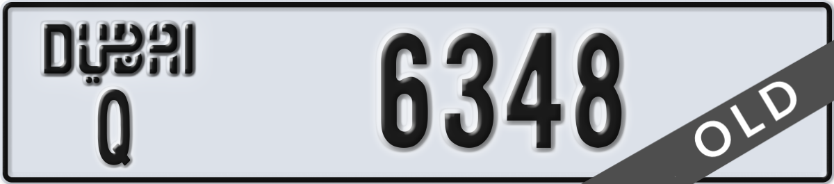 dubai License Plate Number 6348 Code Q