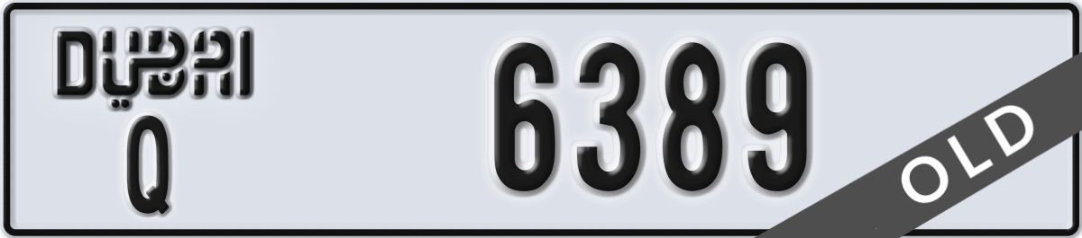 dubai License Plate Number 6389 Code Q