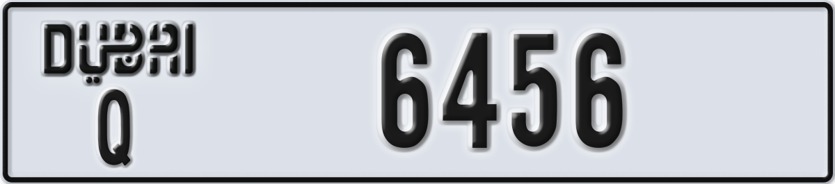dubai License Plate Number 6456 Code Q