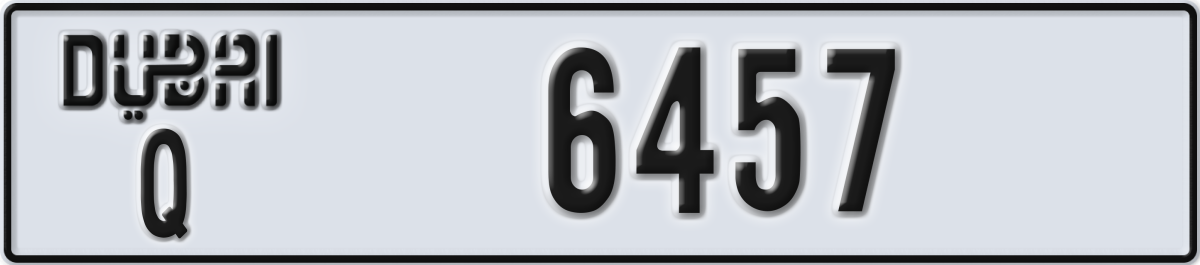 dubai License Plate Number 6457 Code Q