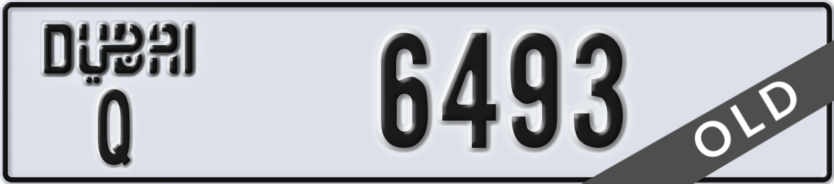dubai License Plate Number 6493 Code Q