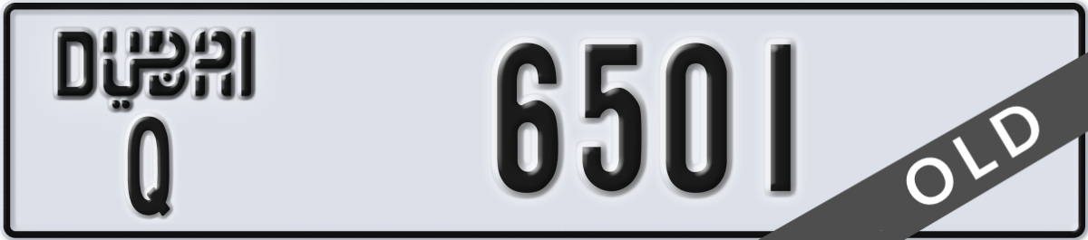 dubai License Plate Number 6501 Code Q