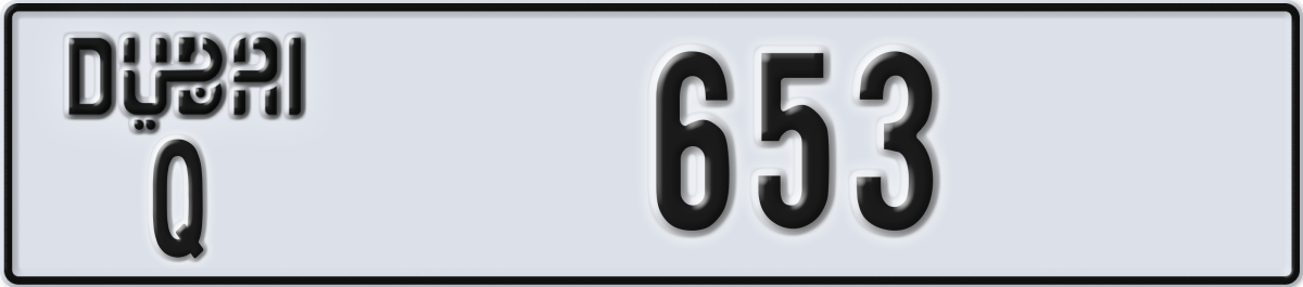 dubai License Plate Number 653 Code Q