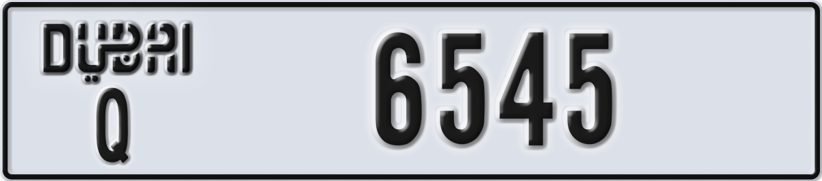 dubai License Plate Number 6545 Code Q