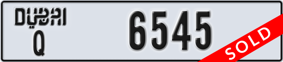 dubai License Plate Number 6545 Code Q