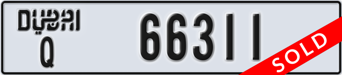 dubai License Plate Number 66311 Code Q