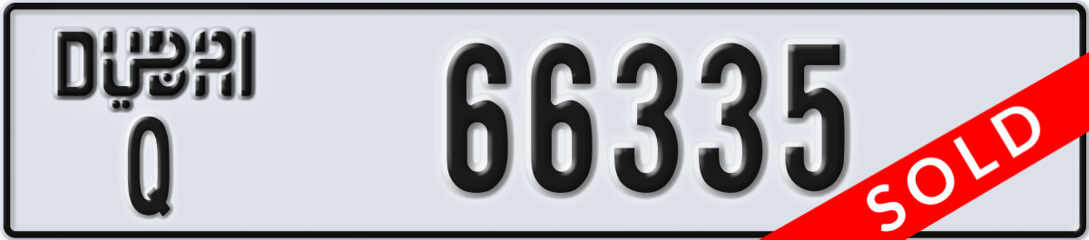 dubai License Plate Number 66335 Code Q