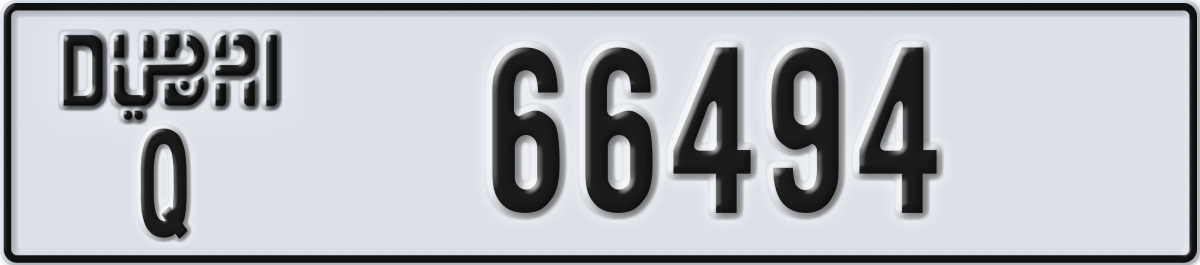 dubai License Plate Number 66494 Code Q