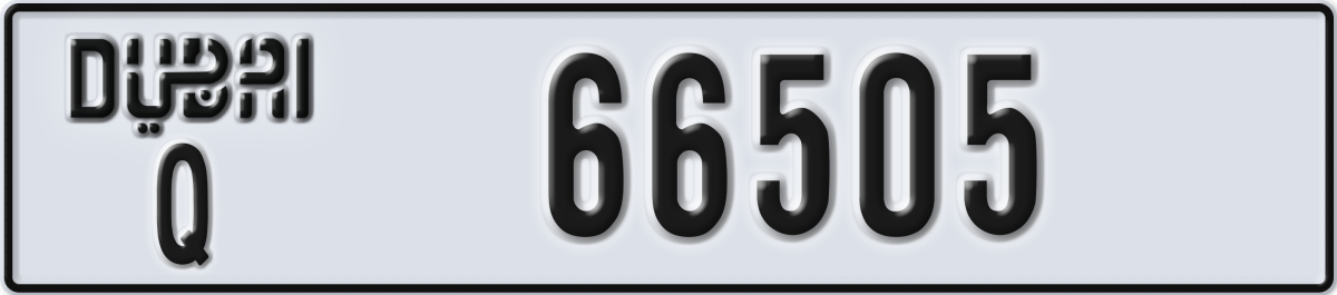 dubai License Plate Number 66505 Code Q