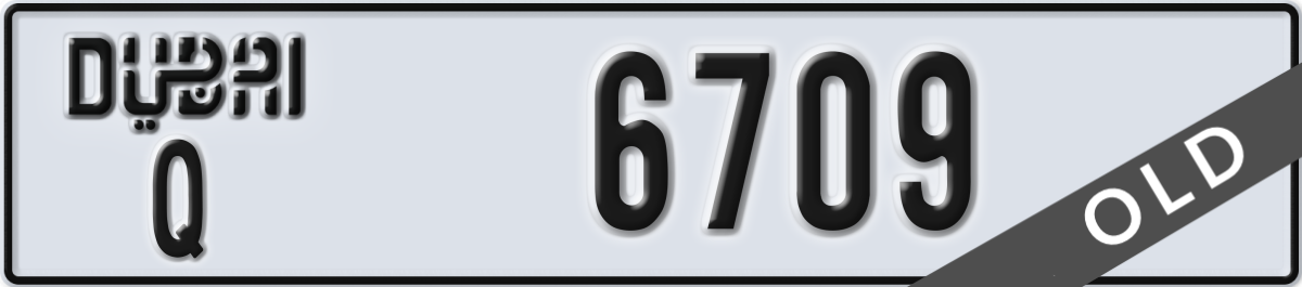 dubai License Plate Number 6709 Code Q