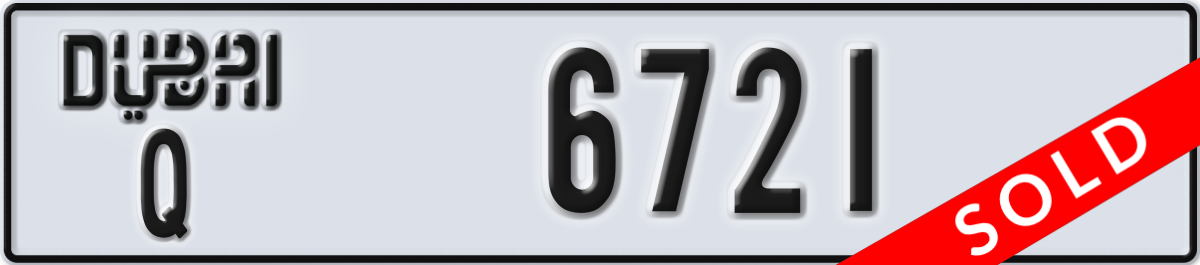 dubai License Plate Number 6721 Code Q