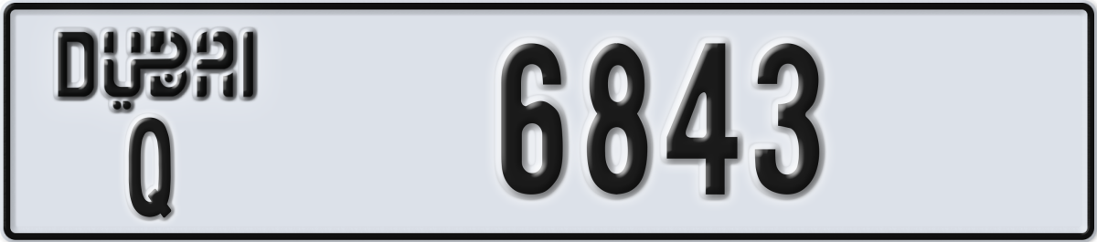 dubai License Plate Number 6843 Code Q