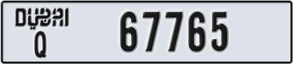 dubai License Plate Number 67765 Code Q