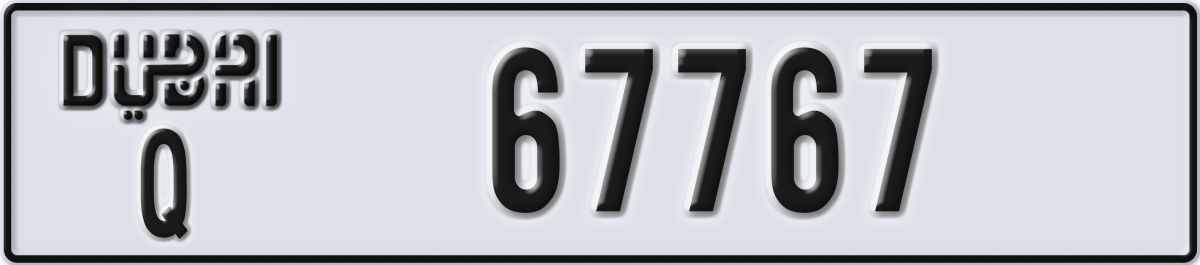 dubai License Plate Number 67767 Code Q