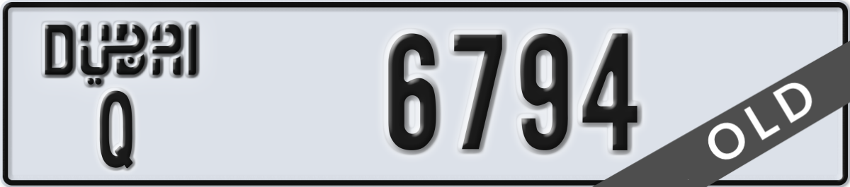 dubai License Plate Number 6794 Code Q